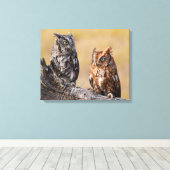 Oosterse schroevendraaide Ow Roosting in Tree Canvas Afdruk (Insitu (Houten vloer))