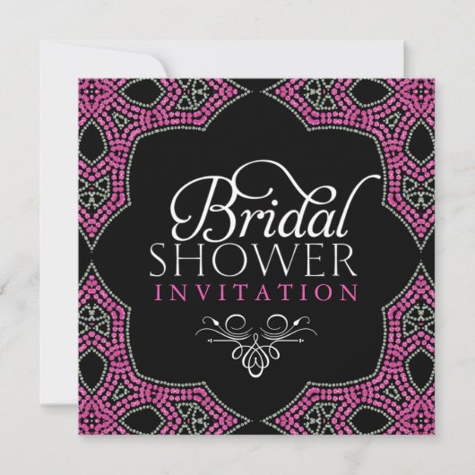Oosterse Sparkle Pink Bridal Shower Invitations Kaart (Voorkant)