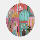 Oosterse stad religieus Kerstmis Keramisch Ornament (Links)