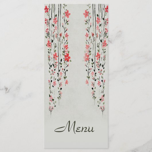 Oosterse stijl bloemen waterverf bruiloft menu (Voorkant)