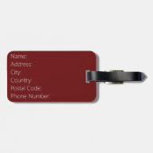 Oosterse stijl bloemenontwerp in donkerrood bagagelabel (Achterkant horizontaal)