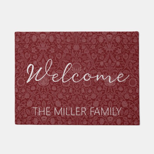 Oosterse stijl bloemenontwerp in donkerrood deurmat (Voorkant)