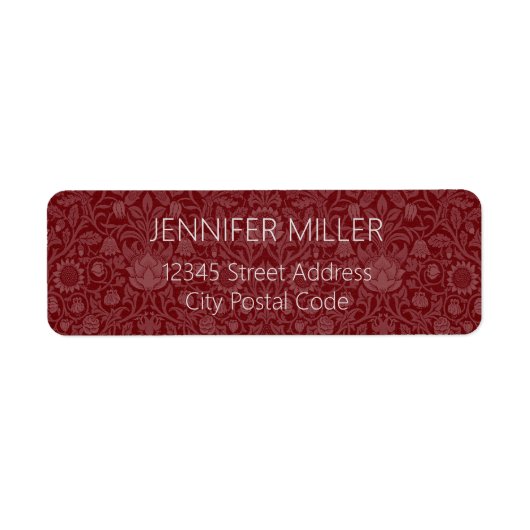 Oosterse stijl bloemenontwerp in donkerrood etiket (Voorkant)