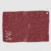 Oosterse stijl bloemenontwerp in donkerrood golfhanddoek (Horizontaal)