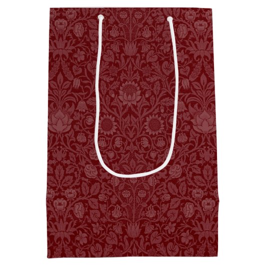 Oosterse stijl bloemenontwerp in donkerrood medium cadeauzakje (Achterkant)