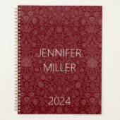 Oosterse stijl bloemenontwerp in donkerrood planner (Voorkant)