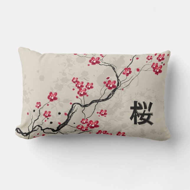 Oosterse stijl Sakura Kersenbloesem Kunst Kussen (Voorkant)