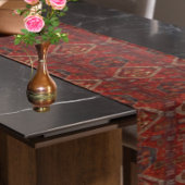 Oosterse tapijtontwerp in donkerrood en blauw lange tafelloper