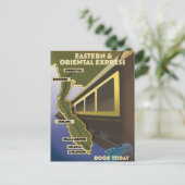 Oosterse treinreisposter briefkaart (Staand voorkant)