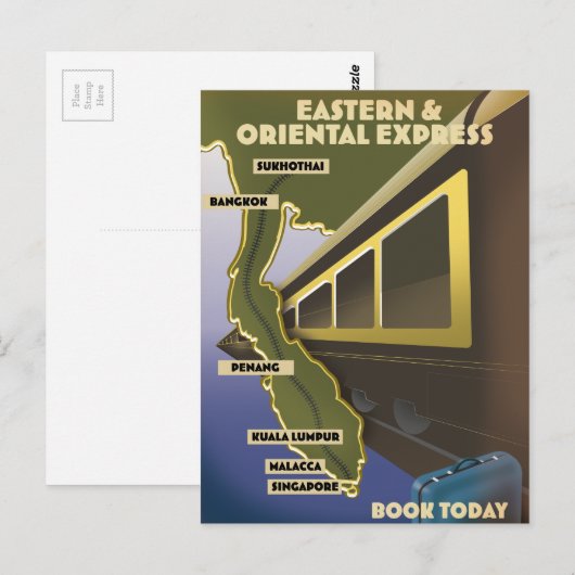 Oosterse treinreisposter briefkaart (Voorkant / Achterkant)
