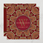 Oosterse Tribal Batik Red Gold Wedding Kaart (Voorkant / Achterkant)