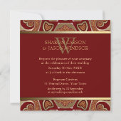 Oosterse Tribal Batik Red Gold Wedding Kaart (Achterkant)