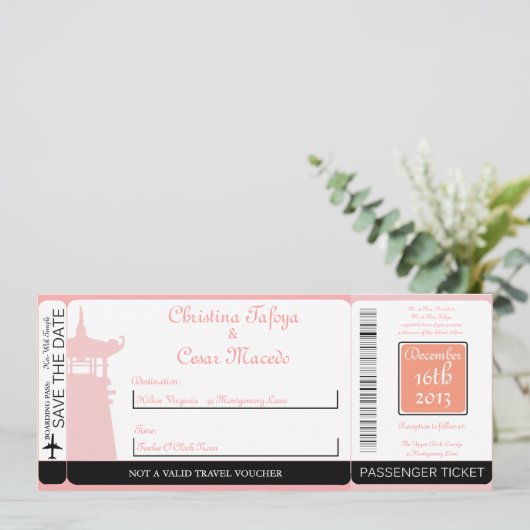 Oosterse tuin instapkaart bruiloft uitnodiging (Staand voorkant)