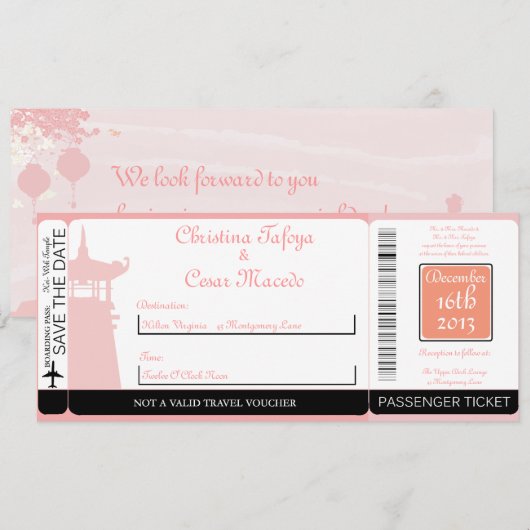 Oosterse tuin instapkaart bruiloft uitnodiging (Voorkant / Achterkant)