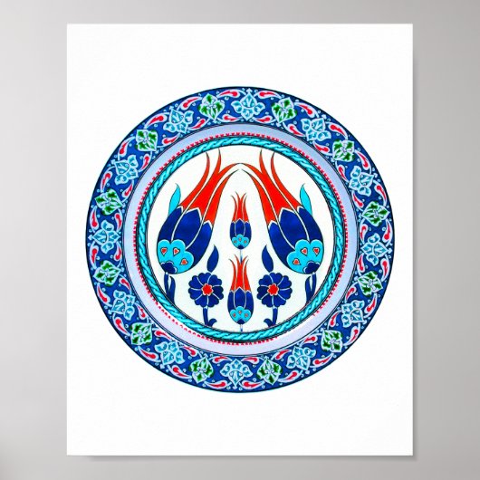 Oosterse Turkse kunst in blauw Poster (Voorkant)