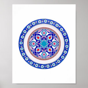 Oosterse Turkse kunst in blauw Poster