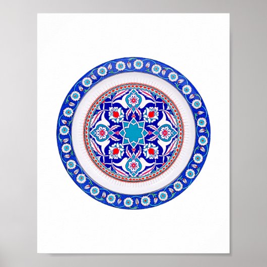 Oosterse Turkse kunst in blauw Poster (Voorkant)