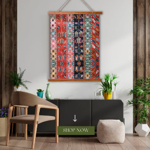 Oosterse Vintage Besrood Turkse Kilim Tapijt Muur Hangend Wandkleed