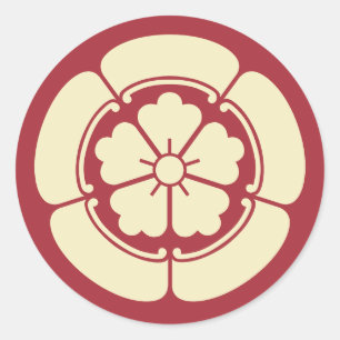 Oosterse Vintage Gele Rode Oda Japan Mon Kunst Ronde Sticker