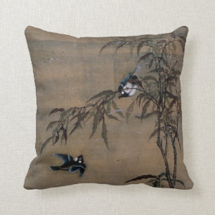 Oosterse vintage Japanse schilderij van twee vogel Kussen