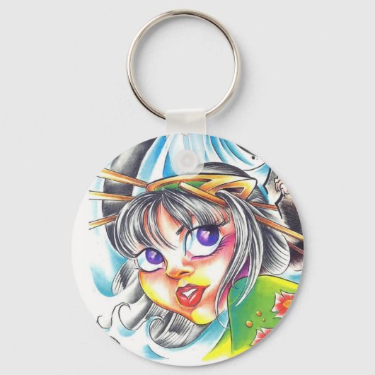 oosterse vrouwen tattoo sleutelhanger (Voorkant)