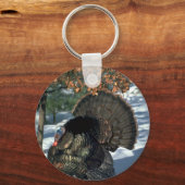 Oosterse wilde kalkoen, enorme gobbler in volle kr sleutelhanger (Voorkant)
