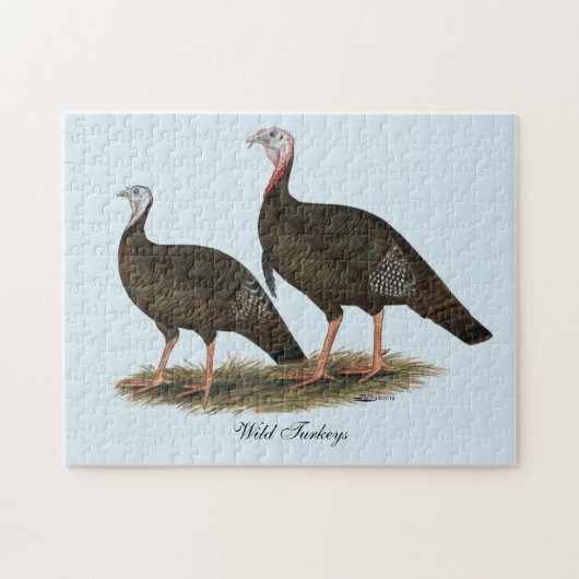 Oosterse wilde kalkoenen paar legpuzzel (Horizontaal)