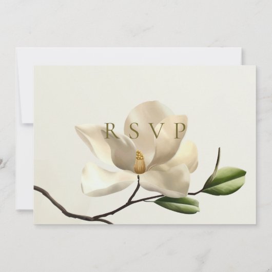 Oosterse Witte Magnolia QR Code Bruiloft RSVP Kaar Save The Date (Achterkant)