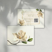 Oosterse Witte Magnolia QR Code Bruiloft RSVP Kaar Save The Date