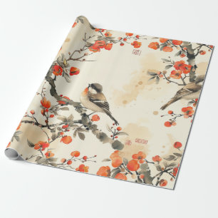 Oosterse zangvogels en bloesem - Traditioneel Azia Cadeaupapier