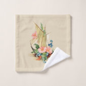  oosterse zeilboot met bloemen bad handdoek (Wasdoekje)