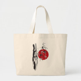 Oosterse Zonsopgang Zen Bamboe Tuin Aziatische Bru Grote Tote Bag