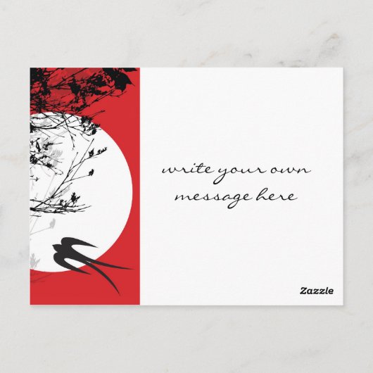 Oosterse zwaluwen in maanlicht ansichtkaart briefkaart (Achterkant)