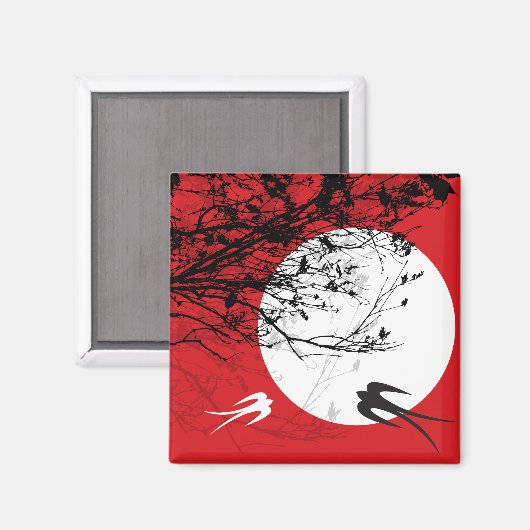 Oosterse zwaluwen in Moonlight Magnet (Voorkant / Achterkant)