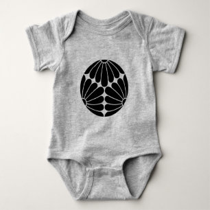 Oosterse Zwarte Kiku Chrysanthemum Mon Kamon Art Romper