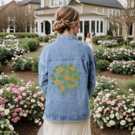 Oostindische Kers Bloem Illustratie Vintage Natuur Denim Jacket