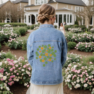 Oostindische Kers Bloem Illustratie Vintage Natuur Denim Jacket