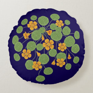 Oostindische Kers Bloem Illustratie Vintage Natuur Rond Kussen