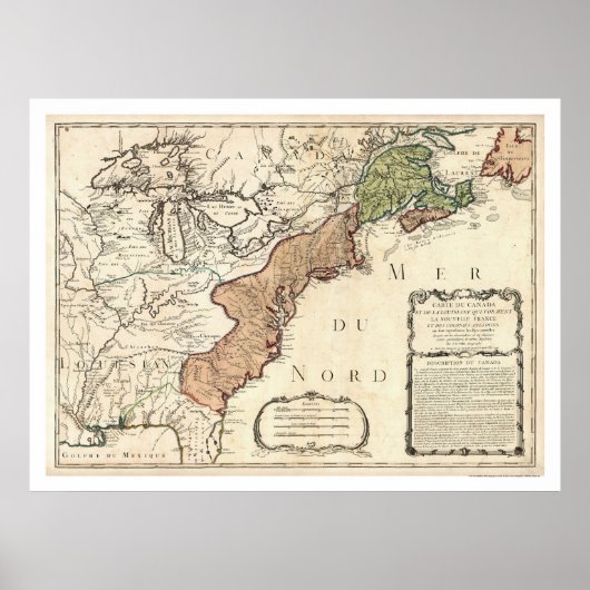Oostkust en Canada Map 1756 Poster (Voorkant)