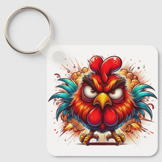 "Oots Rooster" Double Sided Aluminum Keychain (Voorkant)