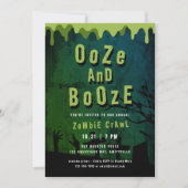 Ooze En Booze Enge Halloween Zombie Crawl Kaart (Voorkant)