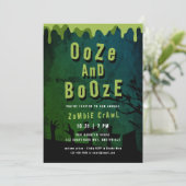Ooze En Booze Enge Halloween Zombie Crawl Kaart (Staand voorkant)