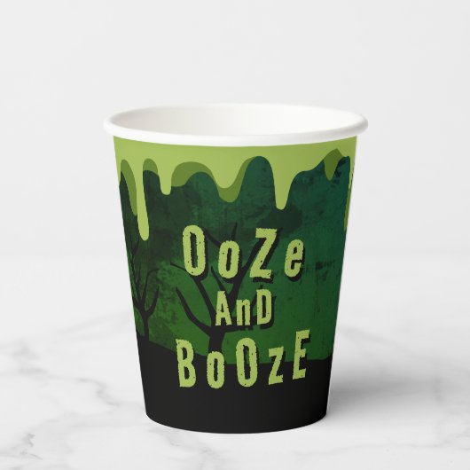 Ooze En Booze Enge Halloween Zombie Crawl Papieren Bekers (Achterkant)