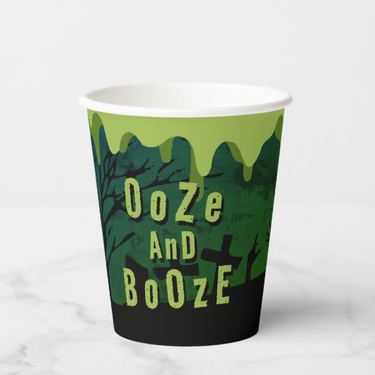 Ooze En Booze Enge Halloween Zombie Crawl Papieren Bekers (Voorkant)