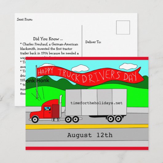 Op 12 augustus is het de Nationale Dag van de Vrac Briefkaart (Voorkant / Achterkant)