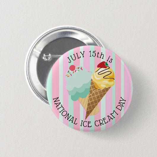 Op 15 juli is de National Ice Cream Day Button (Voorkant /achterkant)