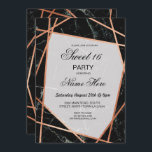 Op 16 februari wordt marmer Roos Gold uitgenodigd  Kaart<br><div class="desc">Elegant Black Marble Roos Gold Party uitnodigingen. Afdruk achteraan inbegrepen. Verander de tekst om uw partij aan te passen. Bekijk het collectie - uitzicht Wow! Voor het zwarte marmer & Roos Gold collectie.</div>