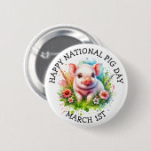 Op 1 maart zijn nationale Feestdagen voor varkensd Ronde Button 5,7 Cm (Voorkant /achterkant)