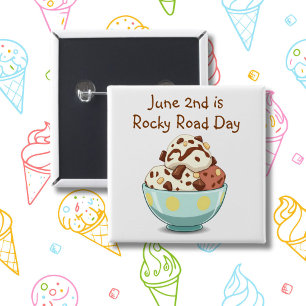 Op 2 juni is het National Rocky Road Day   voedsel Vierkante Button 5,1 Cm