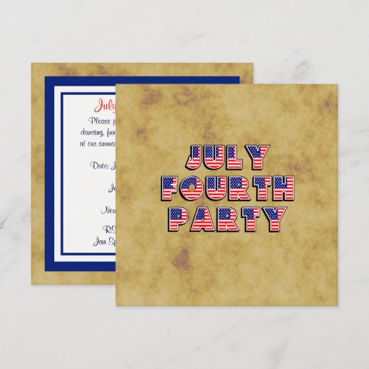 Op 4 juli, dag van onafhankelijkheid, nodigt de pa kaart (Voorkant / Achterkant)